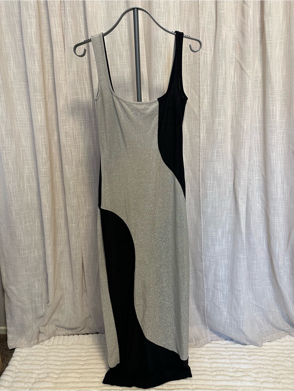 Sparkle Two-Tone Black & Silver Maxi Dress